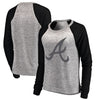 Atlanta Braves Let Loose by RNL Women's Cozy Collection Plush Raglan Tri-Blend Sweatshirt - Ash