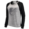 Baltimore Orioles Let Loose by RNL Women's Cozy Collection Plush Raglan Tri-Blend Sweatshirt - Ash