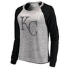 Kansas City Royals Let Loose by RNL Women's Cozy Collection Plush Raglan Tri-Blend Sweatshirt - Ash