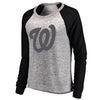 Washington Nationals Let Loose by RNL Women's Cozy Collection Plush Raglan Tri-Blend Sweatshirt - Ash