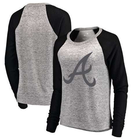 Atlanta Braves Let Loose by RNL Women's Cozy Collection Plush Raglan Tri-Blend Sweatshirt - Ash