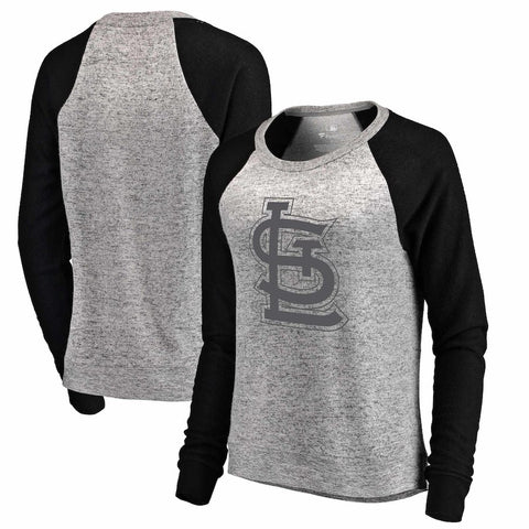 St. Louis Cardinals Let Loose by RNL Women's Cozy Collection Plush Raglan Tri-Blend Sweatshirt - Ash