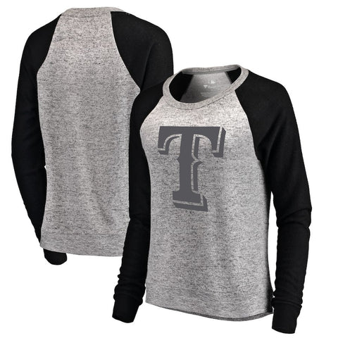Texas Rangers Let Loose by RNL Women's Cozy Collection Plush Raglan Tri-Blend Sweatshirt - Ash