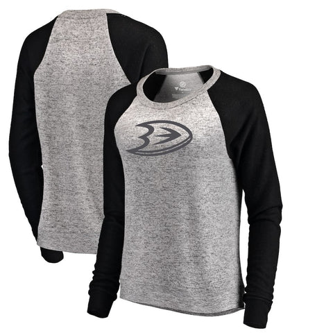 Anaheim Ducks Let Loose by RNL Women's Cozy Collection Plush Crew Sweatshirt - Ash/Black