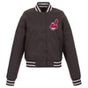 Cleveland Indians JH Design Women's Embroidered Logo Poly-Twill Full Snap Jacket
