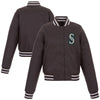 Seattle Mariners JH Design Women's Embroidered Logo Poly-Twill Full Snap Jacket
