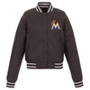 Miami Marlins JH Design Women's Embroidered Logo Poly-Twill Full Snap Jacket