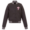 Philadelphia Phillies JH Design Women's Embroidered Logo Poly-Twill Full Snap Jacket