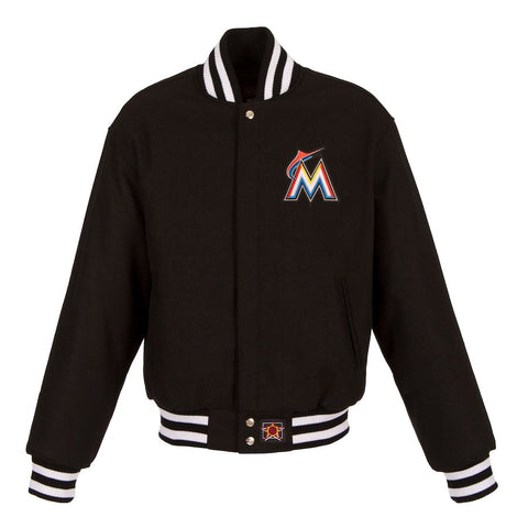Miami Marlins JH Design Women's Embroidered Logo All-Wool Jacket