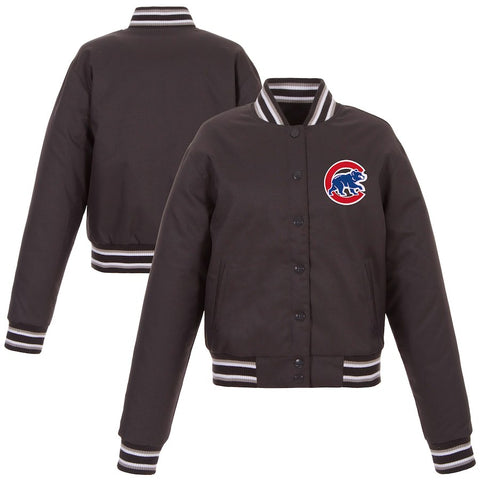 Chicago Cubs JH Design Women's Embroidered Logo Poly-Twill Full Snap Jacket