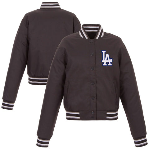 Los Angeles Dodgers JH Design Women's Embroidered Logo Poly-Twill Full Snap Jacket