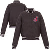 Cleveland Indians JH Design Women's Embroidered Logo Poly-Twill Full Snap Jacket