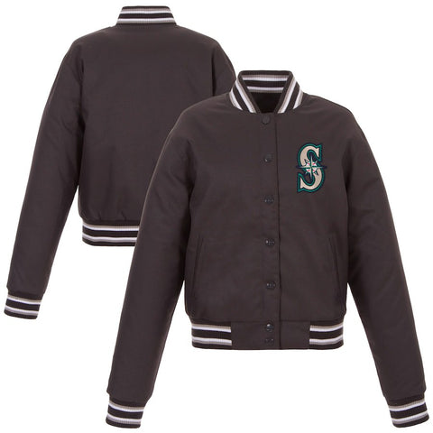 Seattle Mariners JH Design Women's Embroidered Logo Poly-Twill Full Snap Jacket