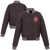 New York Mets JH Design Women's Embroidered Logo Poly-Twill Full Snap Jacket