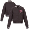 Washington Nationals JH Design Women's Embroidered Logo Poly-Twill Full Snap Jacket