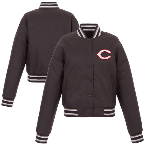 Cincinnati Reds JH Design Women's Embroidered Logo Poly-Twill Full Snap Jacket