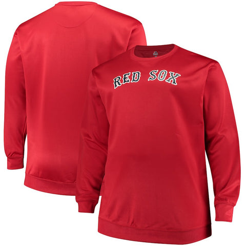 Boston Red Sox Majestic Big & Tall Poly Fleece Crew Neck Sweatshirt - Red
