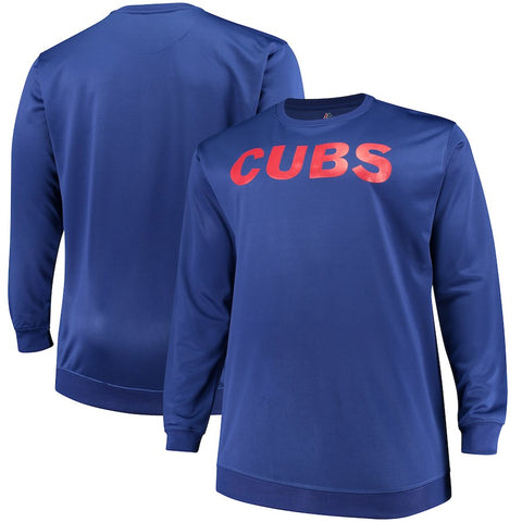 Chicago Cubs Majestic Big & Tall Poly Fleece Crew Neck Sweatshirt - Royal