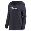 Atlanta Braves Let Loose by RNL Women's Audible V-Neck Tri-Blend Pullover Hoodie - Navy