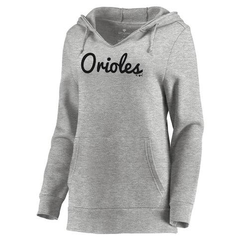 Baltimore Orioles Let Loose by RNL Women's Audible V-Neck Tri-Blend Pullover Hoodie - Heathered Gray
