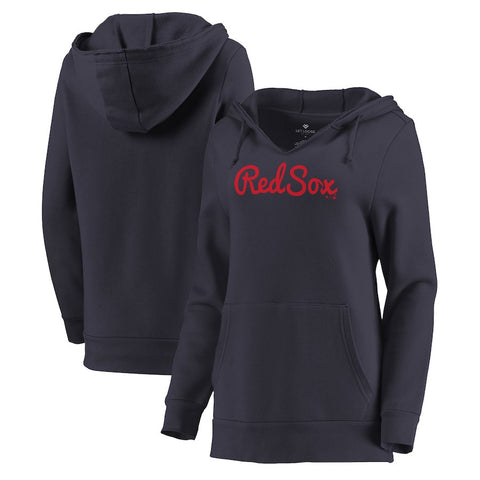 Boston Red Sox Let Loose by RNL Women's Audible V-Neck Tri-Blend Pullover Hoodie - Navy