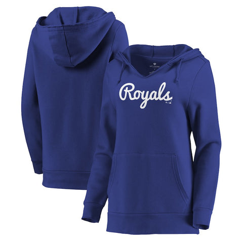 Kansas City Royals Let Loose by RNL Women's Audible V-Neck Tri-Blend Pullover Hoodie - Royal