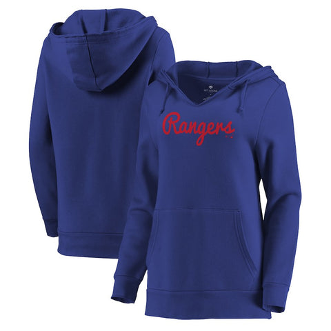 Texas Rangers Let Loose by RNL Women's Audible V-Neck Tri-Blend Pullover Hoodie - Royal