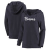 Atlanta Braves Let Loose by RNL Women's Audible V-Neck Tri-Blend Pullover Hoodie - Navy