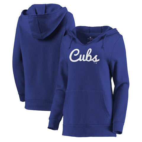 Chicago Cubs Let Loose by RNL Women's Audible V-Neck Tri-Blend Pullover Hoodie - Royal