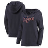 Detroit Tigers Let Loose by RNL Women's Audible V-Neck Tri-Blend Pullover Hoodie - Navy