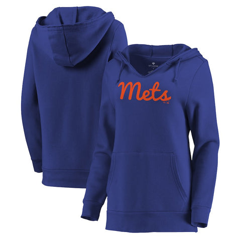 New York Mets Let Loose by RNL Women's Audible V-Neck Tri-Blend Pullover Hoodie - Royal