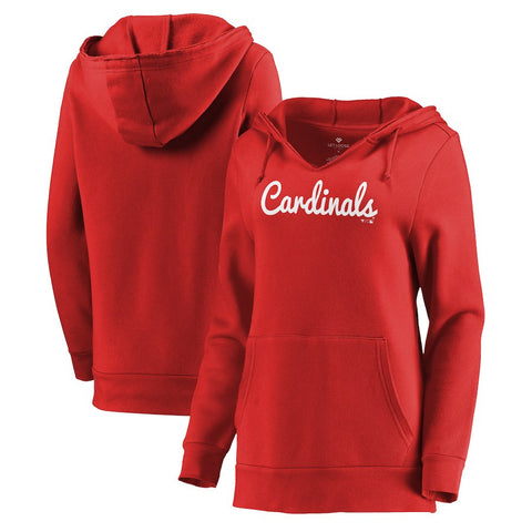 St. Louis Cardinals Let Loose by RNL Women's Audible V-Neck Tri-Blend Pullover Hoodie - Red