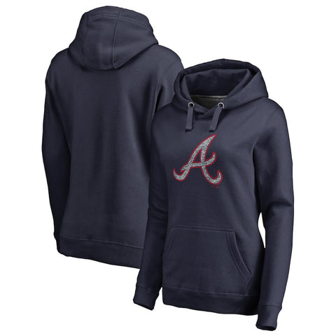Atlanta Braves   Women's Static Logo Pullover Hoodie - Navy