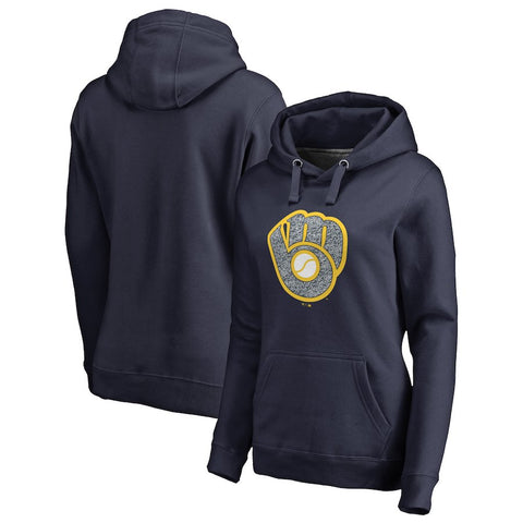 Milwaukee Brewers   Women's Static Logo Pullover Hoodie - Navy