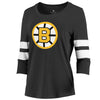 Boston Bruins Let Loose by RNL Women's Team Logo Stripe Tri-Blend 3/4 Sleeve T-Shirt - Black