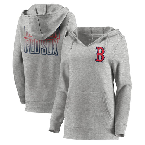 Boston Red Sox Let Loose by RNL Women's Team Logo Fleece Tri-Blend Pullover Hoodie - Ash