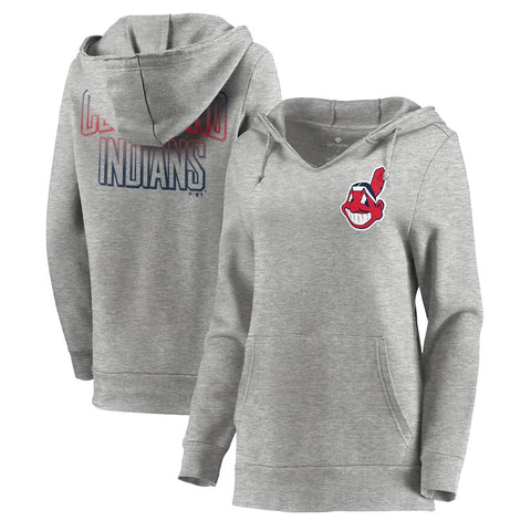 Cleveland Indians Let Loose by RNL Women's Team Logo Fleece Tri-Blend Pullover Hoodie - Ash