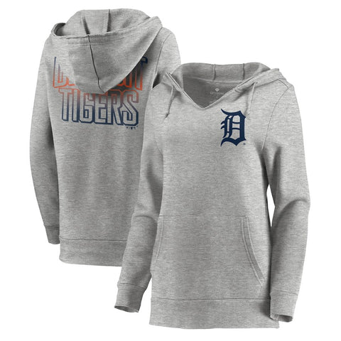 Detroit Tigers Let Loose by RNL Women's Team Logo Fleece Tri-Blend Pullover Hoodie - Ash