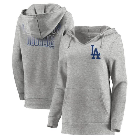 Los Angeles Dodgers Let Loose by RNL Women's Team Logo Fleece Tri-Blend Pullover Hoodie - Ash