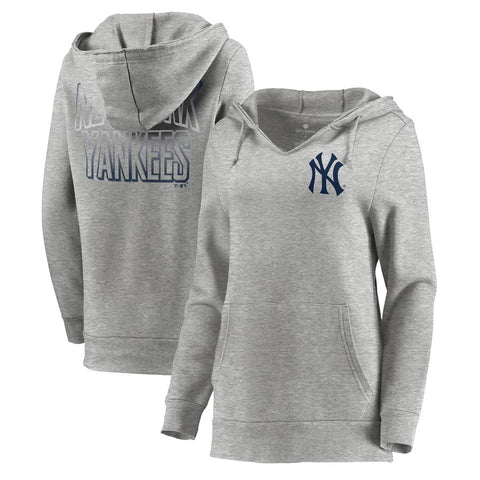 New York Yankees Let Loose by RNL Women's Team Logo Fleece Tri-Blend Pullover Hoodie - Ash