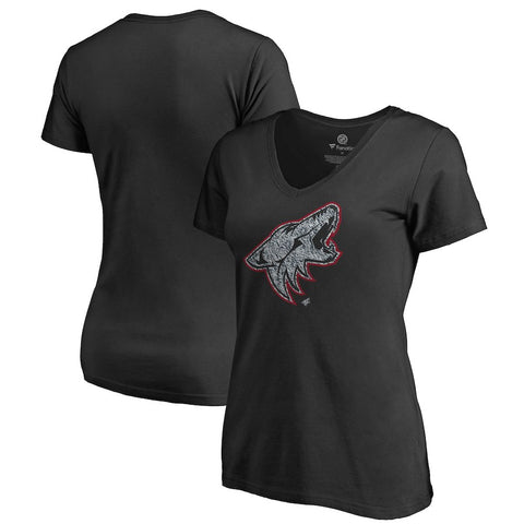 Arizona Coyotes   Women's Static Logo Plus Size V-Neck T-Shirt - Black