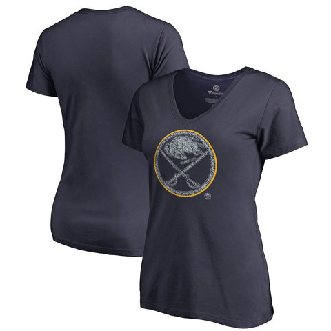 Buffalo Sabres   Women's Static Logo Plus Size V-Neck T-Shirt - Navy