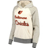 Baltimore Orioles Soft as a Grape Women's Bio Washed Stripe Sleeve Pullover Hoodie