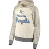 Kansas City Royals Soft as a Grape Women's Bio Washed Stripe Sleeve Pullover Hoodie