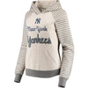 New York Yankees Soft as a Grape Women's Bio Washed Stripe Sleeve Pullover Hoodie