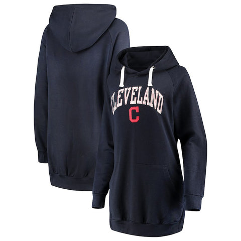 Cleveland Indians Soft as a Grape Women's Oversized French Terry Pullover Hoodie