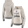 New York Yankees Soft as a Grape Women's Bio Washed Stripe Sleeve Pullover Hoodie