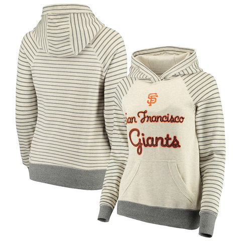 San Francisco Giants Soft as a Grape Women's Bio Washed Stripe Sleeve Pullover Hoodie