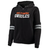 Baltimore Orioles Soft As A Grape Women's Curvy Bio-Washed Full-Zip Plus Size Hoodie - Black