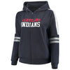 Cleveland Indians Soft As A Grape Women's Curvy Bio-Washed Full-Zip Plus Size Hoodie - Navy
